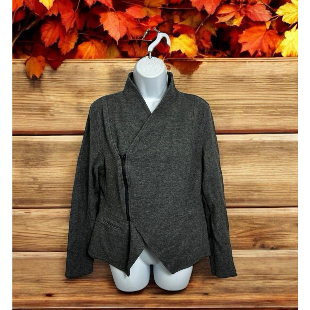 Cabi Rebel Moto Jacket Sz M Heathered Gray Side Zipper Versatile Minimalist